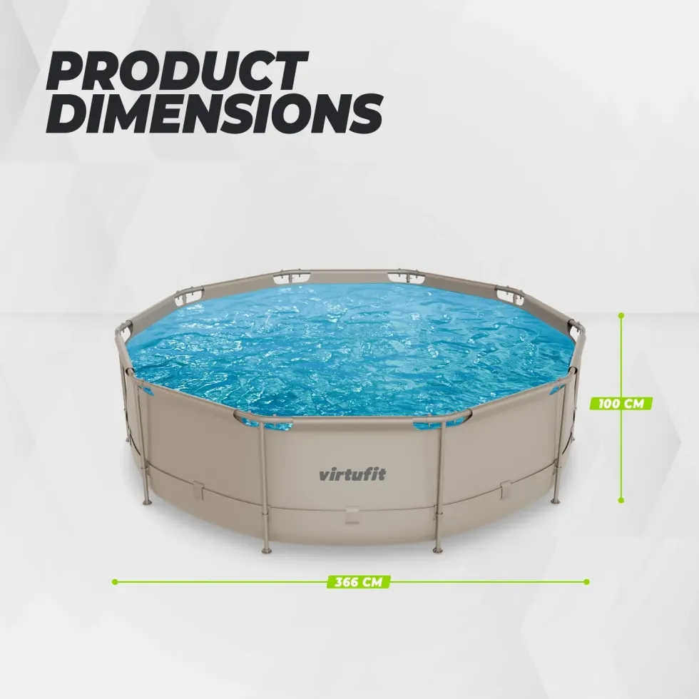 VirtuFit Rond Zwembad - Ø366 x 100 cm - Beige - Inclusief Filterpomp - Tweedekans
