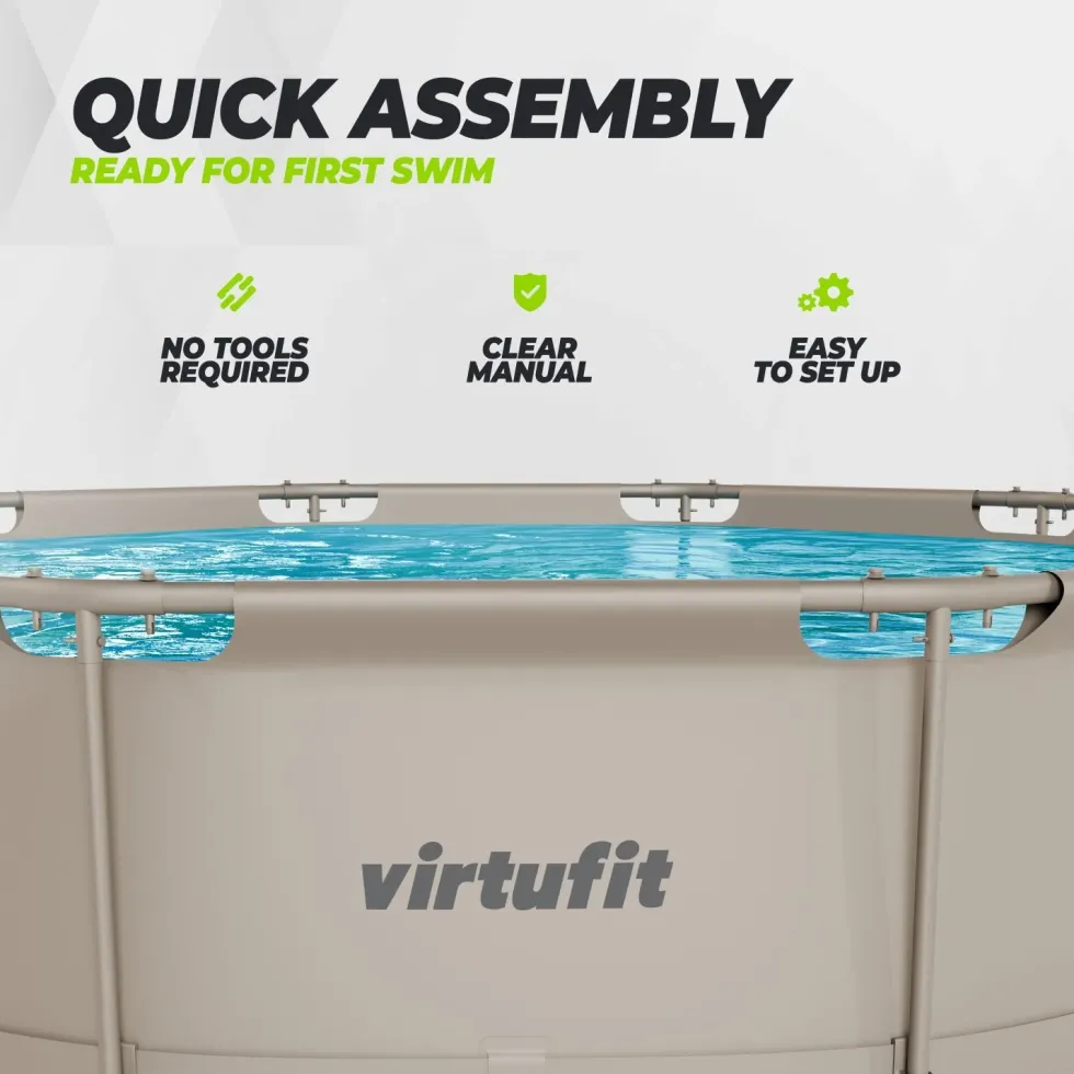 VirtuFit Rond Zwembad - Ø366 x 100 cm - Beige - Inclusief Filterpomp
