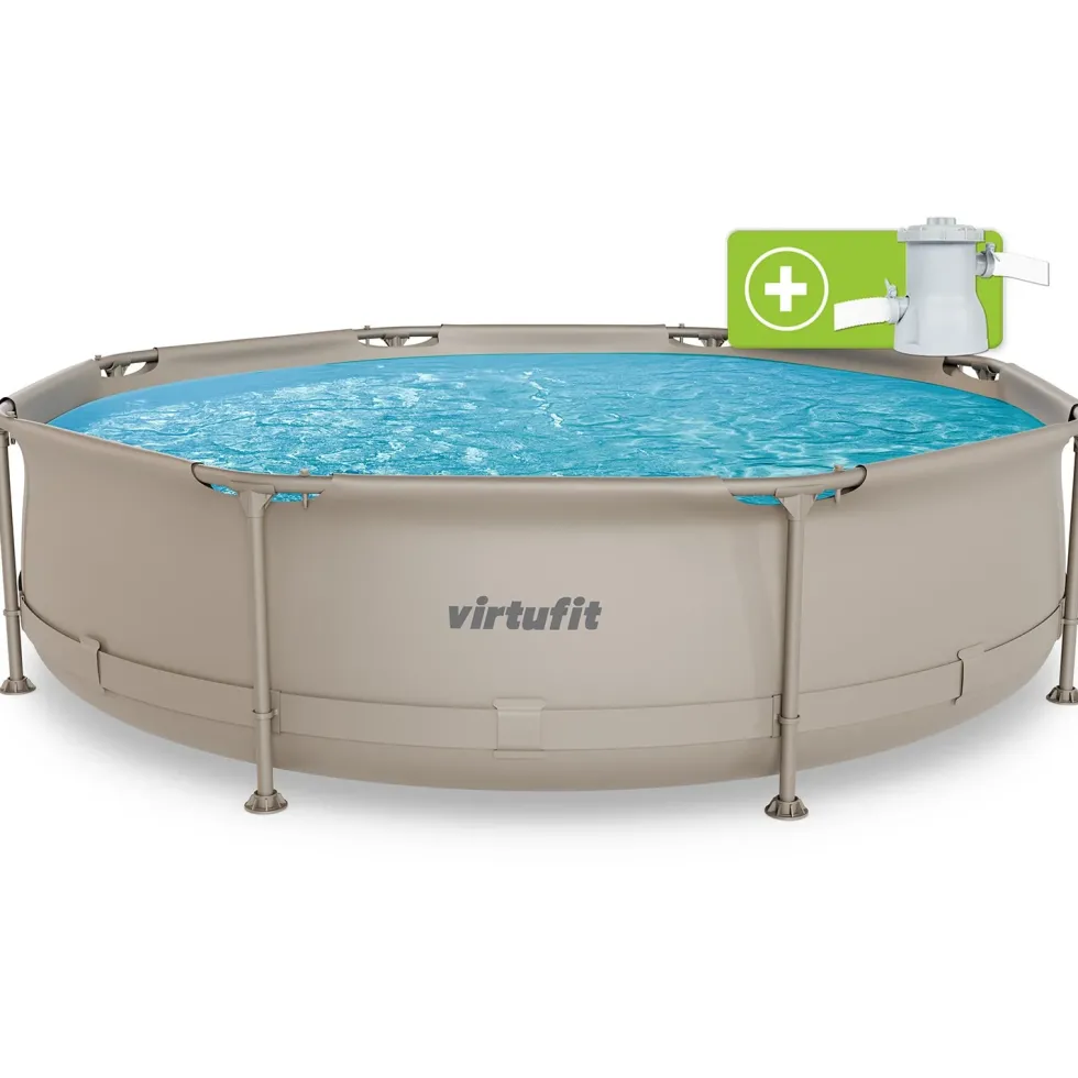 VirtuFit Rond Zwembad - Ø305 x 76 cm - Beige - Inclusief Filterpomp