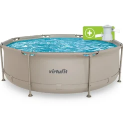 VirtuFit Rond Zwembad - Ø244 x 76 cm - Beige - Inclusief Filterpomp