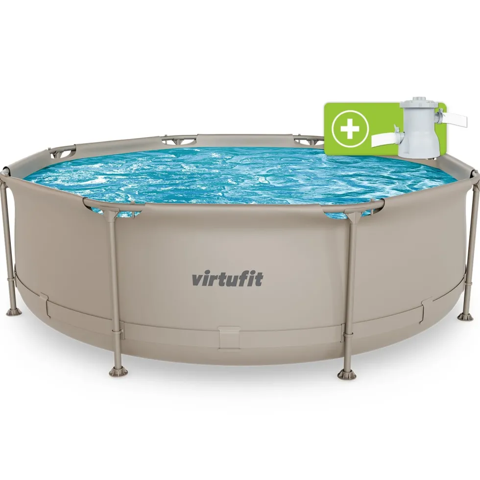 VirtuFit Rond Zwembad - Ø244 x 76 cm - Beige - Inclusief Filterpomp