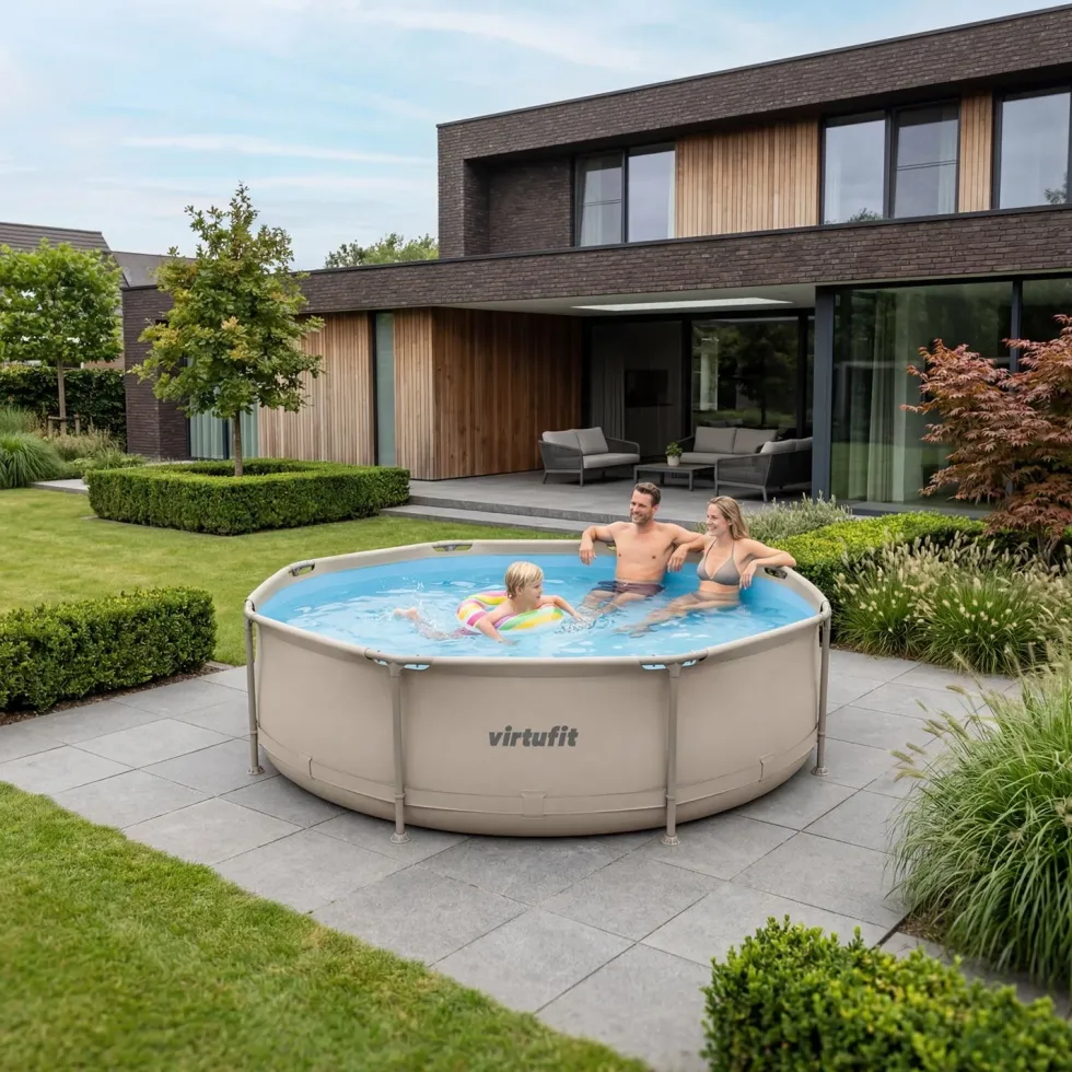 VirtuFit Rond Zwembad - Ø244 x 76 cm - Beige - Inclusief Filterpomp