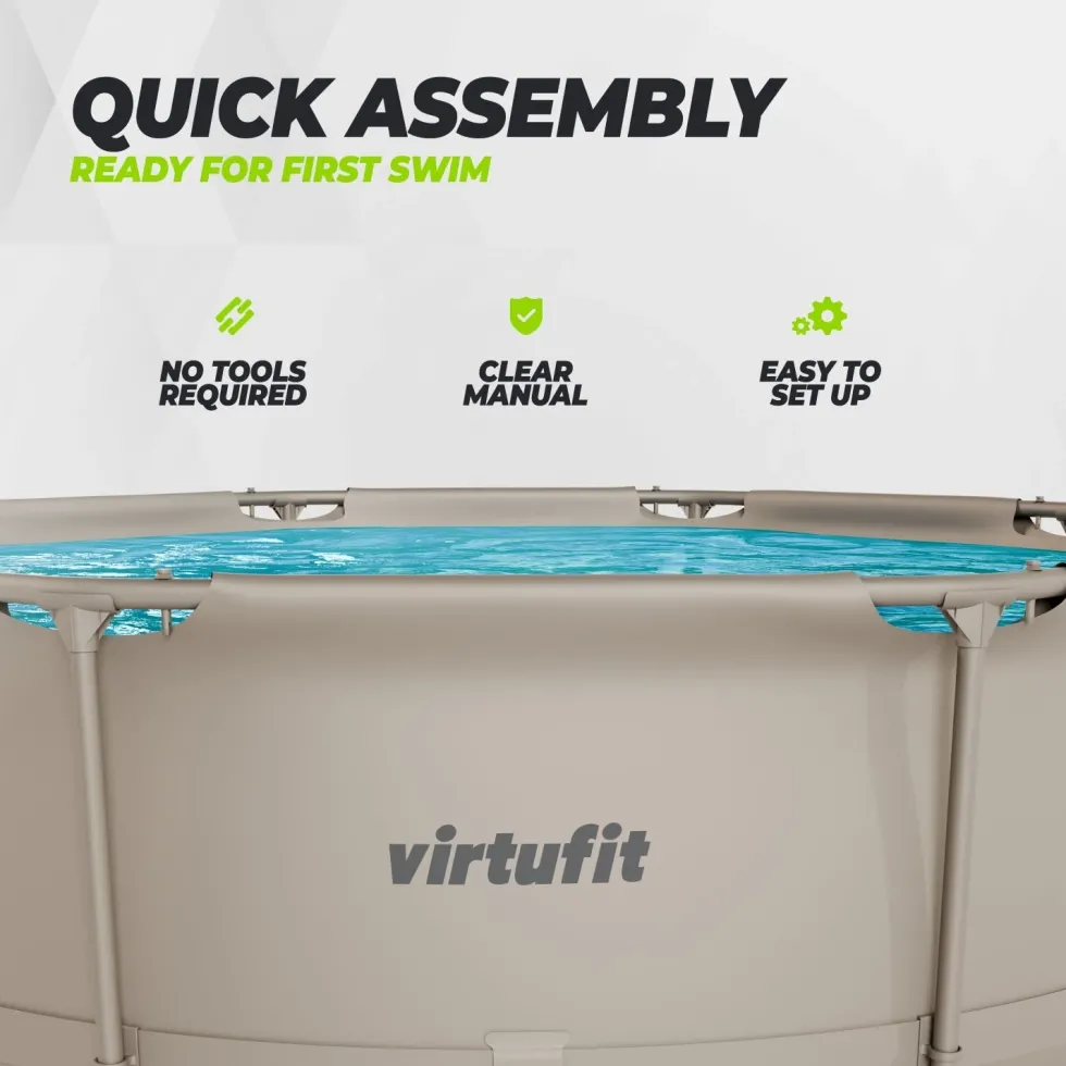 VirtuFit Rond Zwembad - Ø244 x 76 cm - Beige - Inclusief Filterpomp