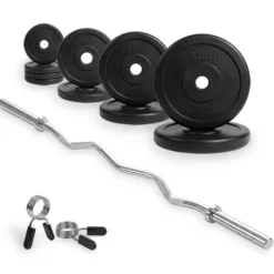 VirtuFit Rubberen Halterset - EZ Curlstang - Veerclip - 30 mm - 25 kg