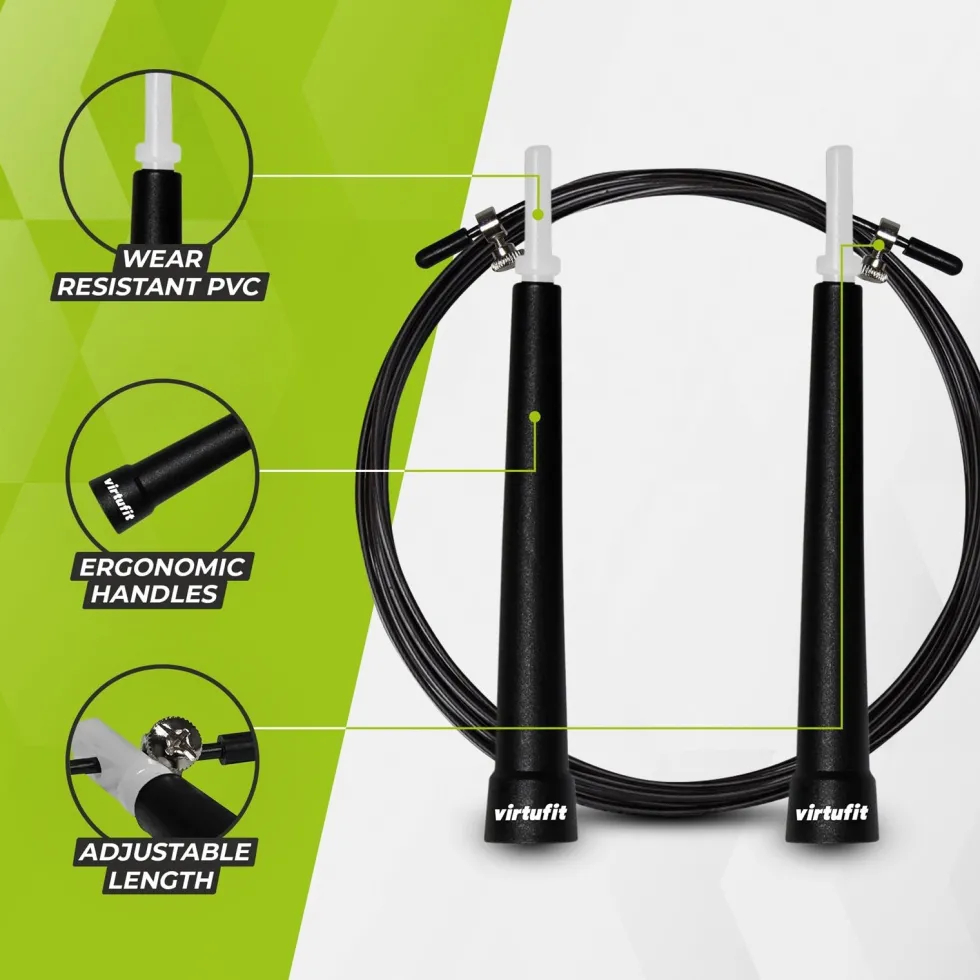 VirtuFit Speedrope - Springtouw - Verstelbaar - Zwart