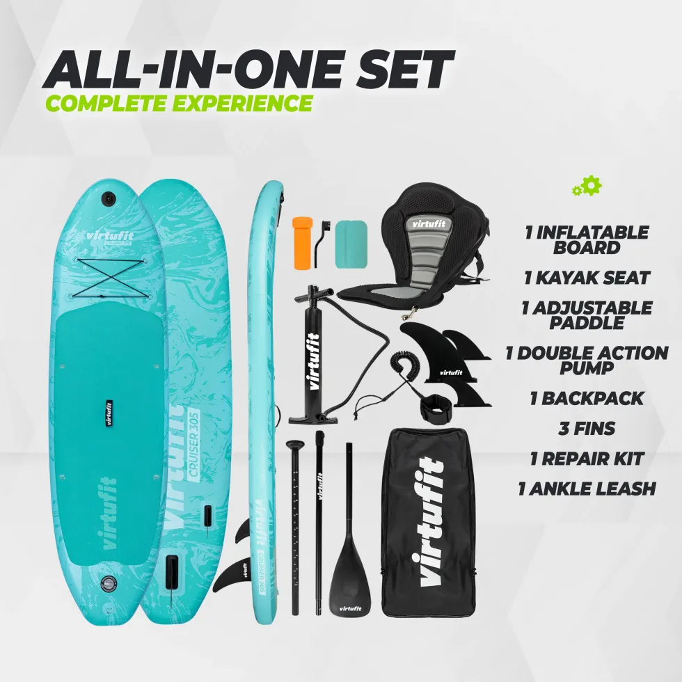 VirtuFit Supboard Cruiser 305 - Turquoise - Met Kajak zitje, accessoires en draagtas