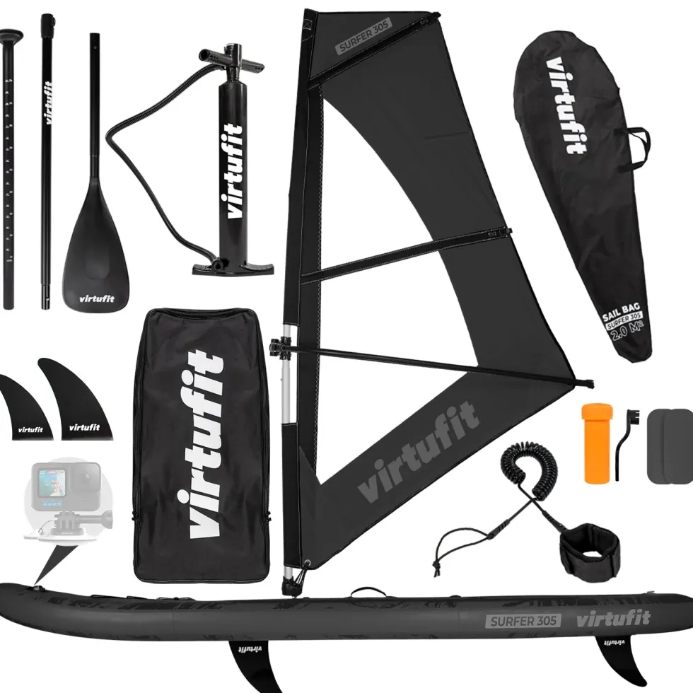 Virtufit Supboard Surfer 305 - Zwart - Inclusief Windzeil en accessoires
