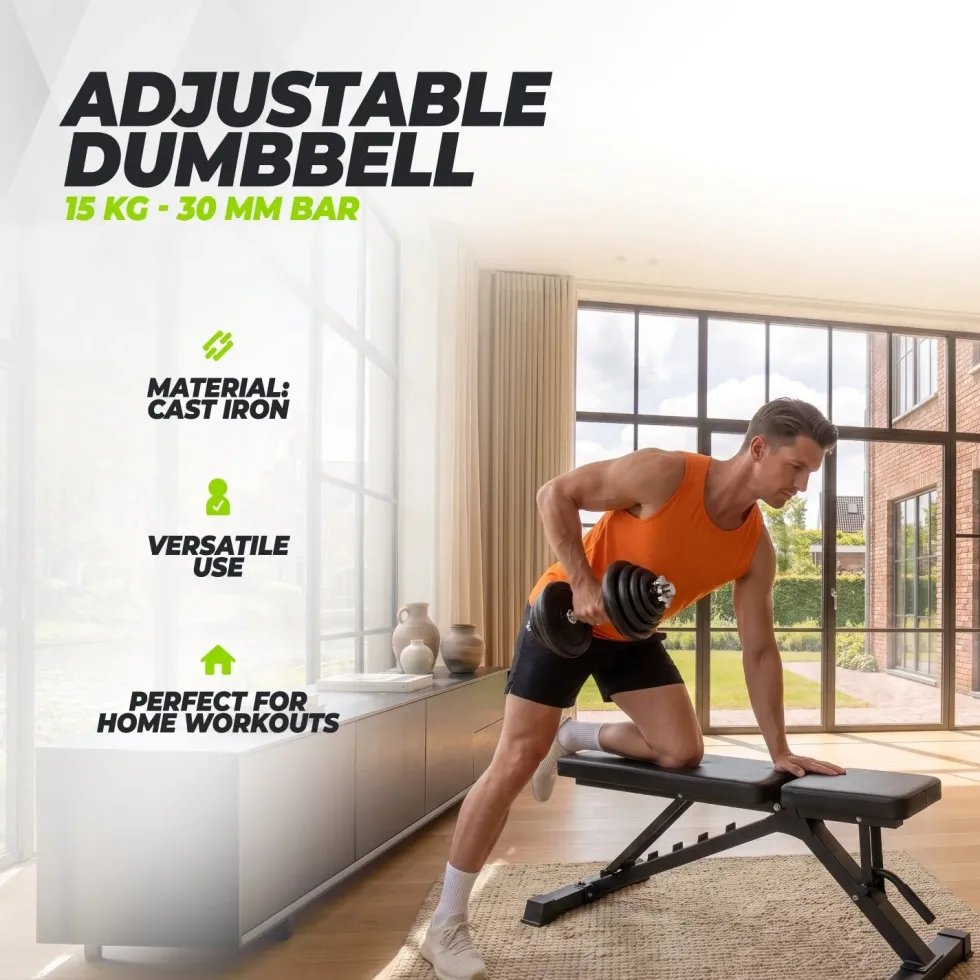 VirtuFit Verstelbare Dumbbellset Pro - Halterset - Gietijzer - 1 x 15 kg