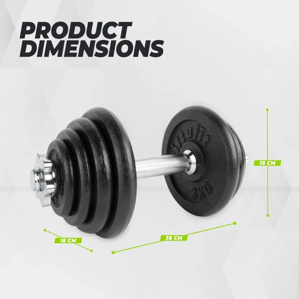 VirtuFit Verstelbare Dumbbellset Pro - Halterset - Gietijzer - 1 x 15 kg