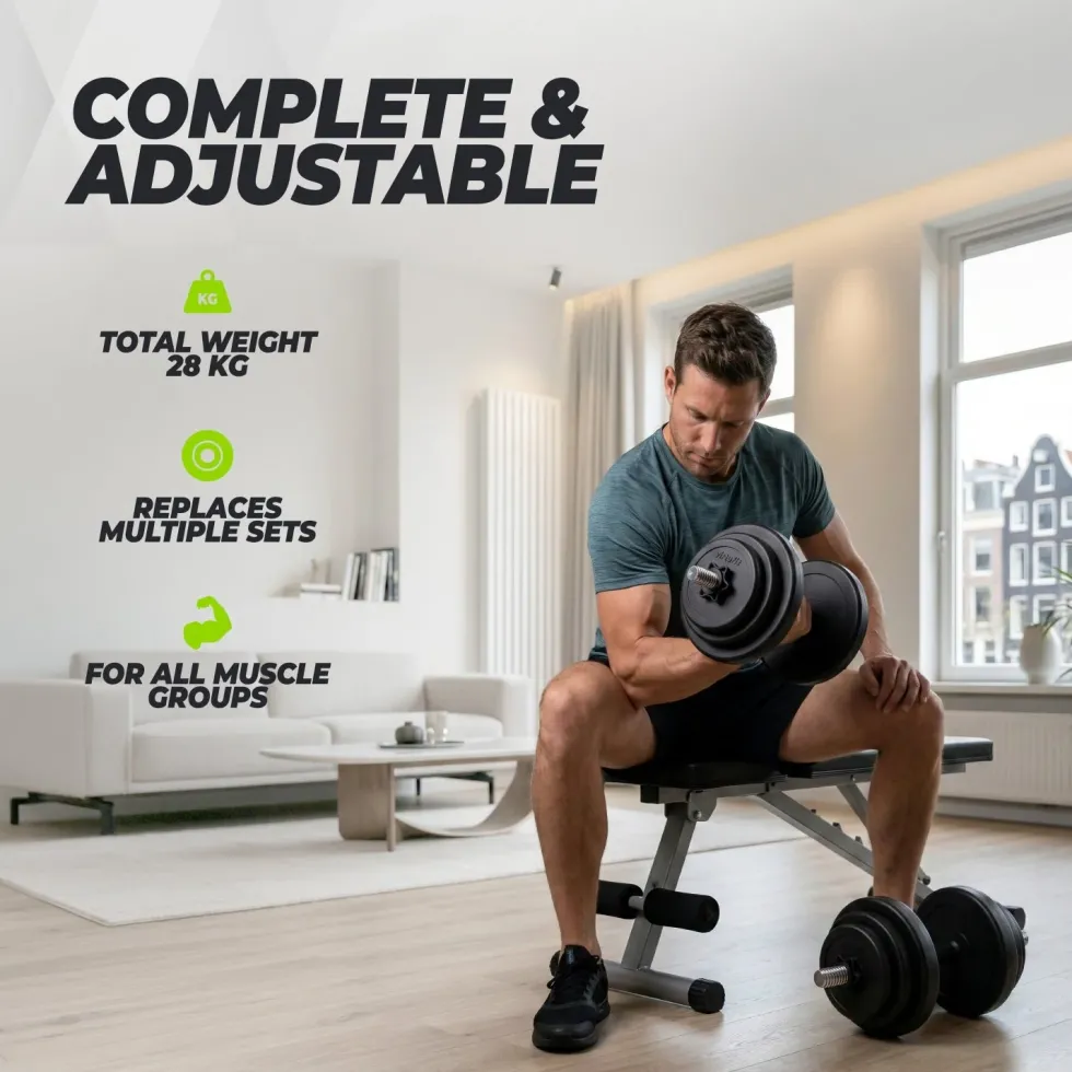 VirtuFit Verstelbare Dumbbell Set - Vinyl - 2 x 14 kg