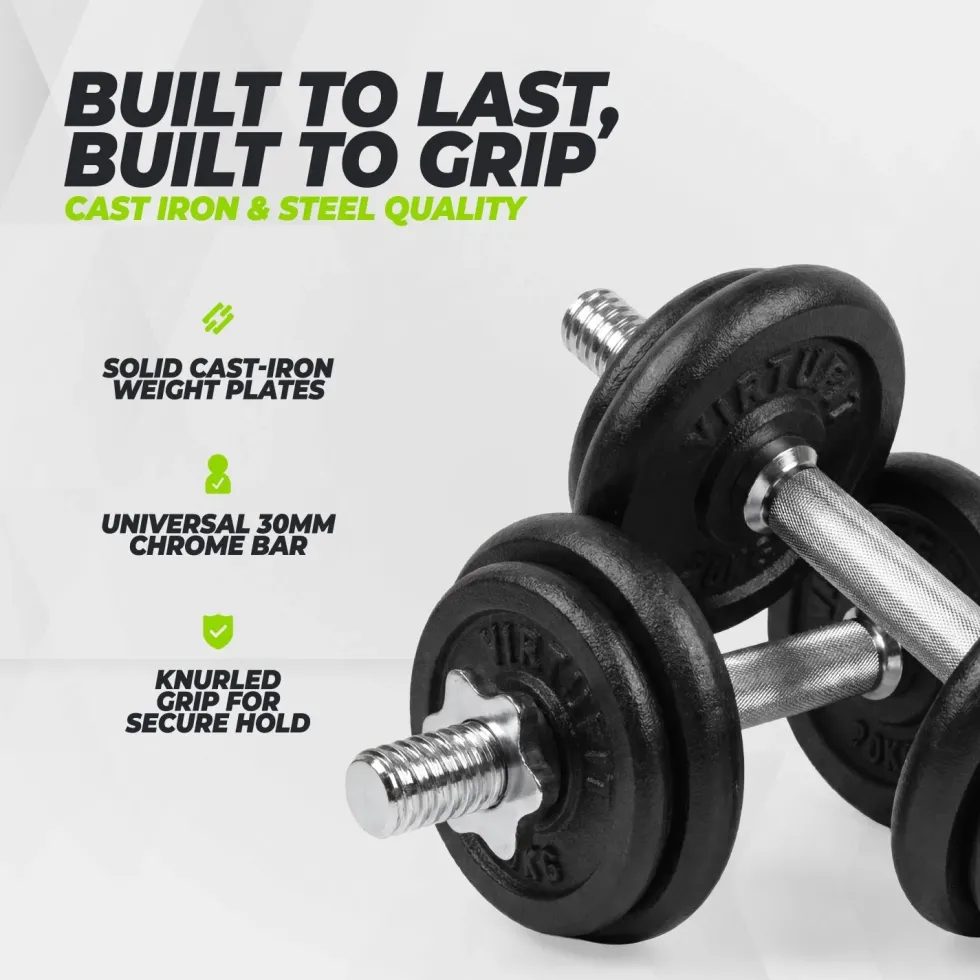 VirtuFit Verstelbare Dumbbellset Pro 20 kg - 2 x 10 kg - Inclusief koffer