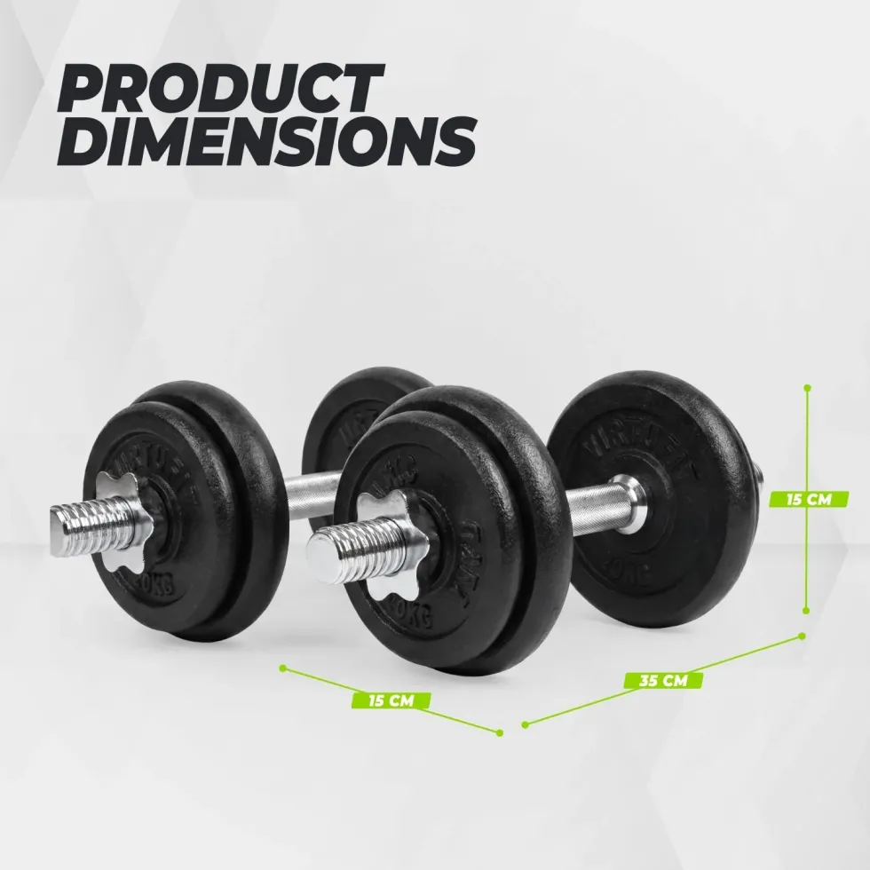 VirtuFit Verstelbare Dumbbellset Pro 20 kg - 2 x 10 kg - Inclusief koffer