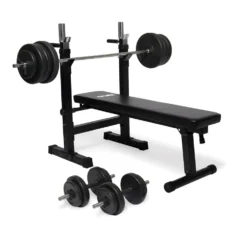 VirtuFit Verstelbare Halterset - 60,5 kg - Halterbank Compact - Dumbbellset - Halterset