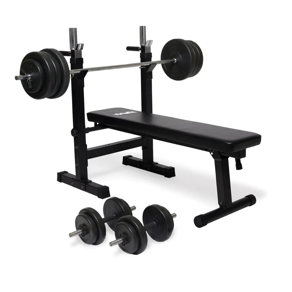 VirtuFit Verstelbare Halterset - 60,5 kg - Halterbank Compact - Dumbbellset - Halterset
