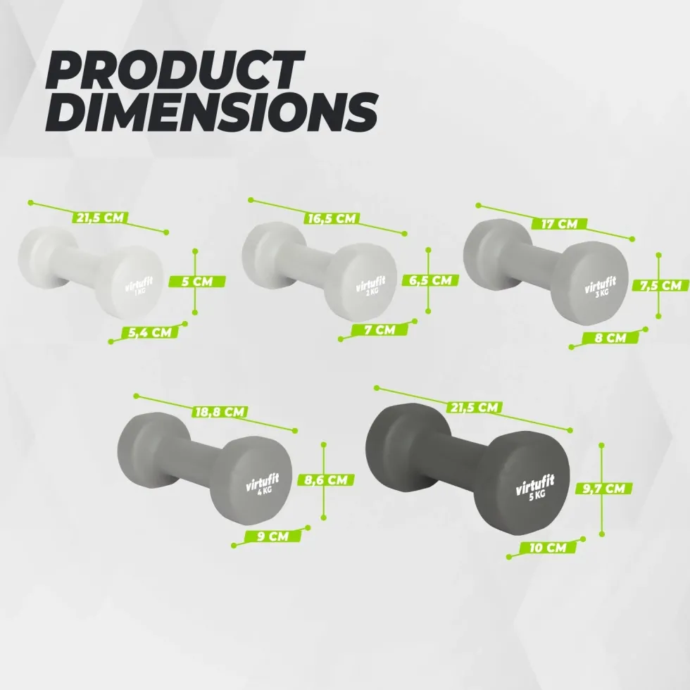 VirtuFit Vinyl Dumbbell Set Pro - 2 x 1 kg