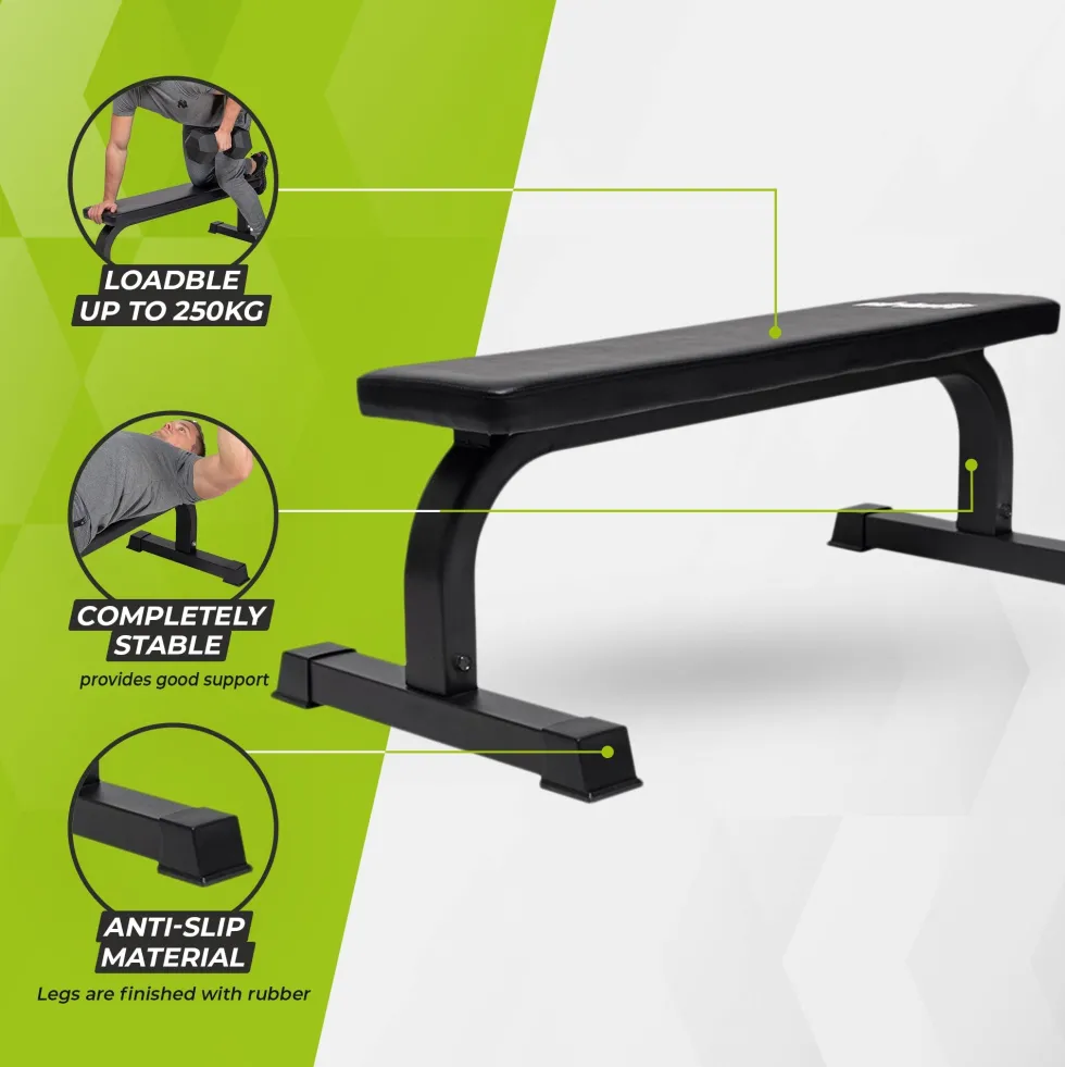 VirtuFit Vlakke Fitnessbank - Trainingsbank - Zwart