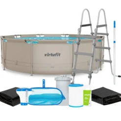 VirtuFit Zwembad Rond Ø366 x 100 cm - Beige - Compleet Pakket