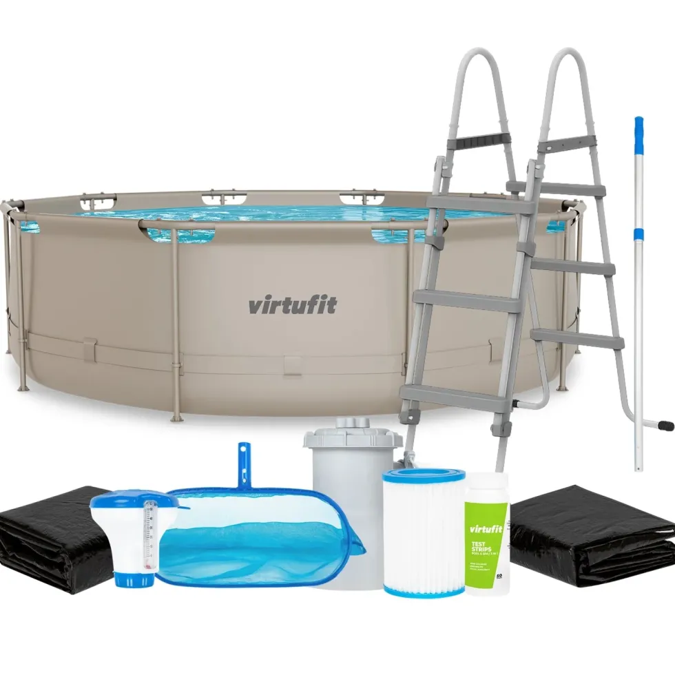 VirtuFit Zwembad Rond Ø366 x 100 cm - Beige - Compleet Pakket